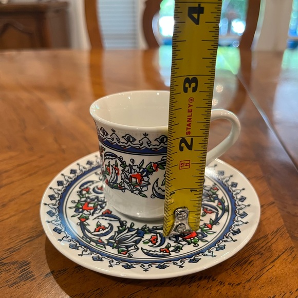 Blue and white small espresso mug and saucer set. Set of 2. GUC! - Picture 5 of 5